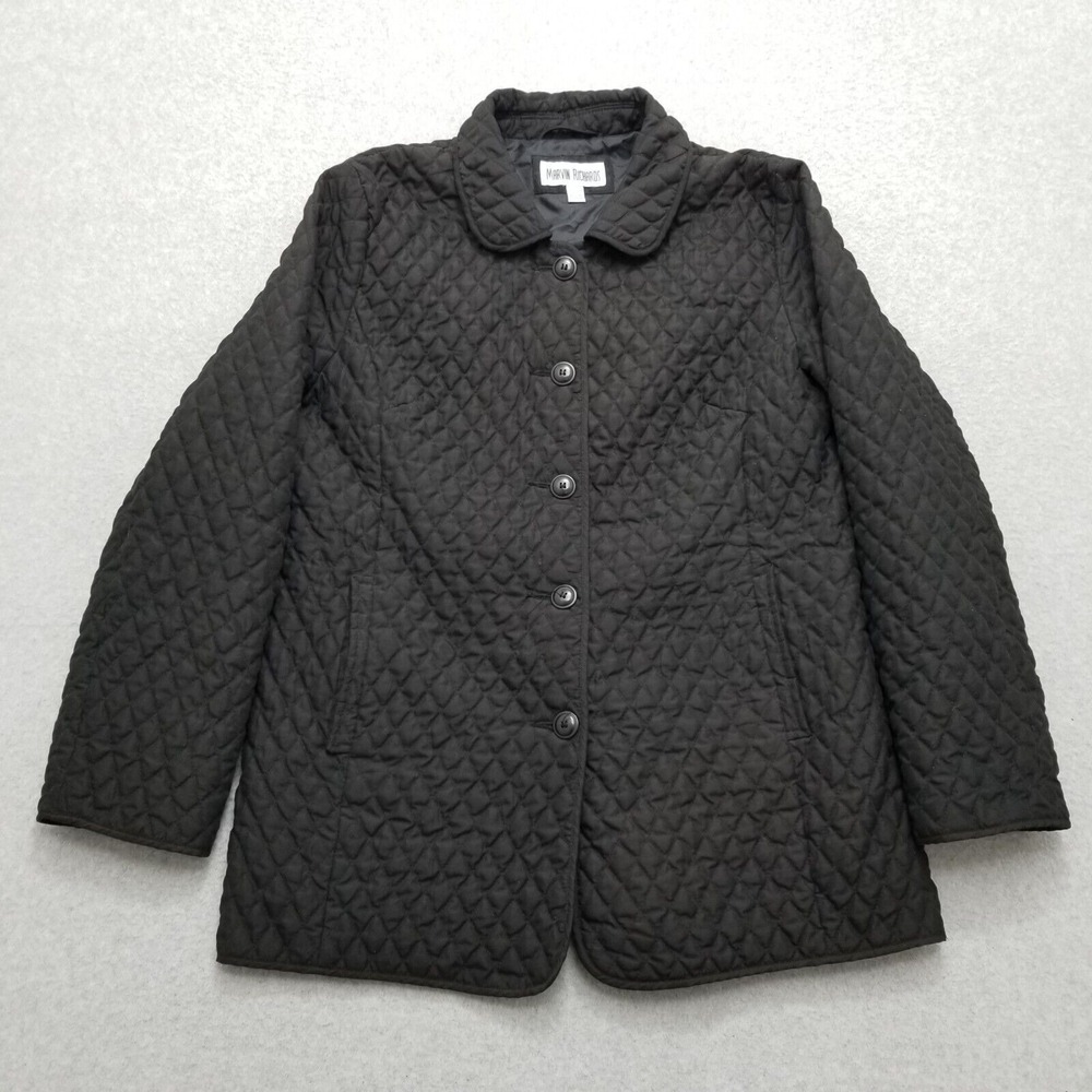 Marvin Richards‎ Jacket Womens Large Black Quilted Pockets Buttons Outdoor